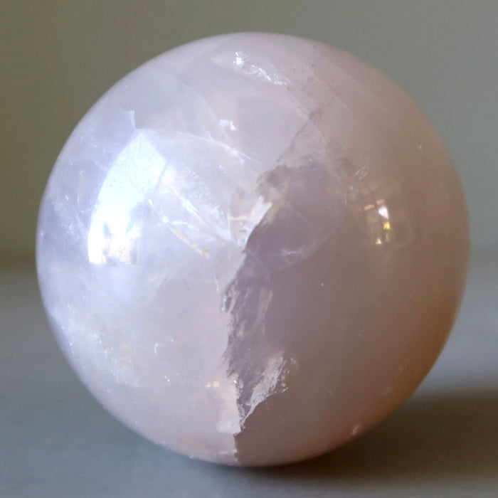 Blue Quartz Sphere Misty Rose Wounded Warrior Crystal Ball
