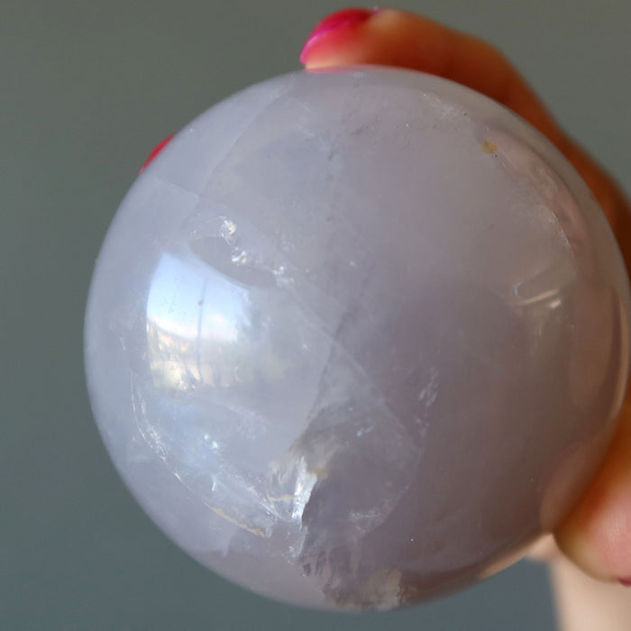 Blue Quartz Sphere Misty Rose Wounded Warrior Crystal Ball