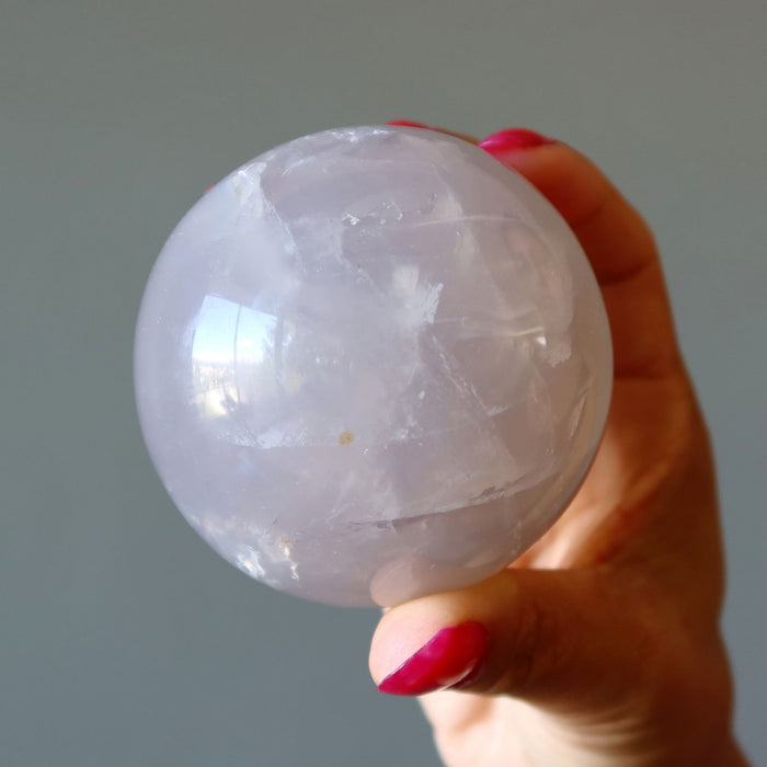 Blue Quartz Sphere Misty Rose Wounded Warrior Crystal Ball