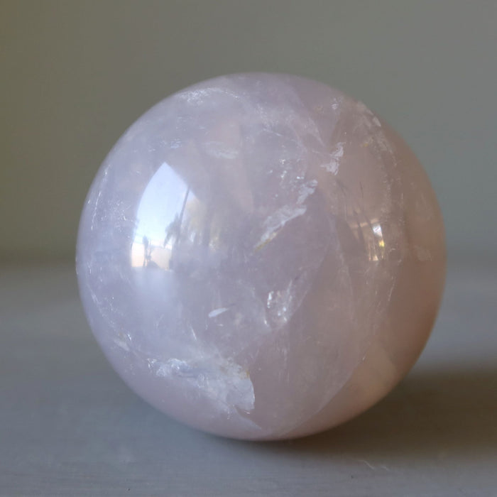 Blue Quartz Sphere Misty Rose Wounded Warrior Crystal Ball