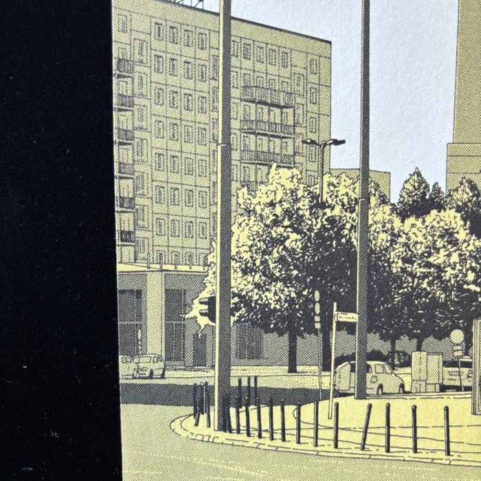 Vintage Art Print Berlin by ROST 2006 Strausberger Platz Manga Style TV Tower