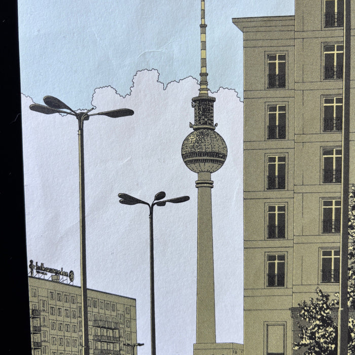 Vintage Art Print Berlin by ROST 2006 Strausberger Platz Manga Style TV Tower