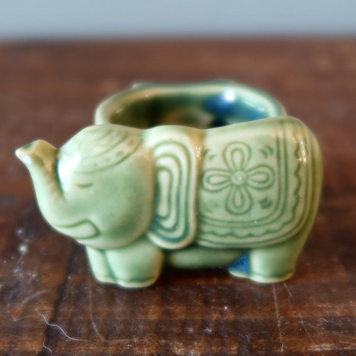 Display Stand Elephant Green Ceramic for Crystal Balls