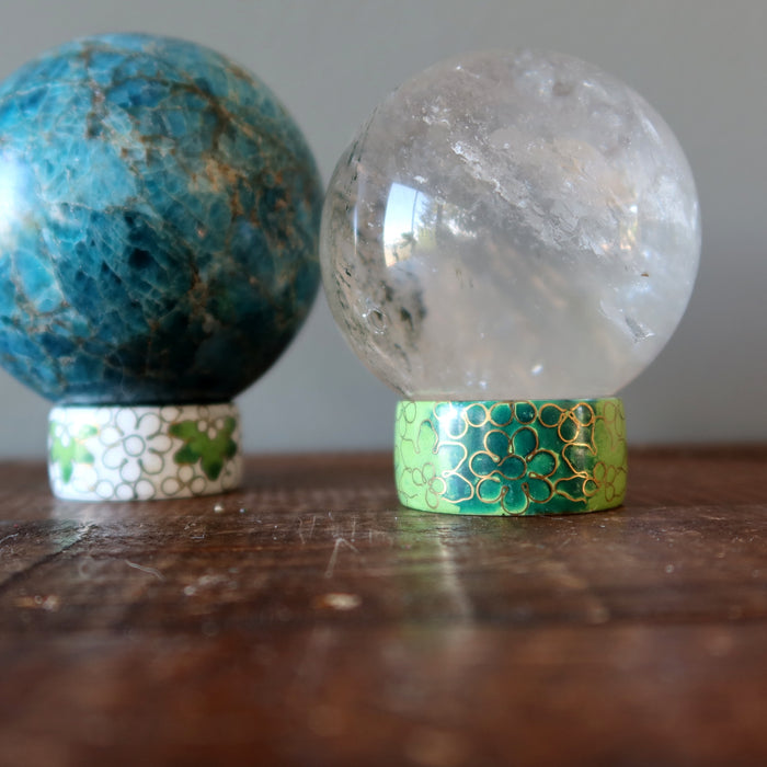 Display Stand Pair Metal Flower Holders for Crystal Balls