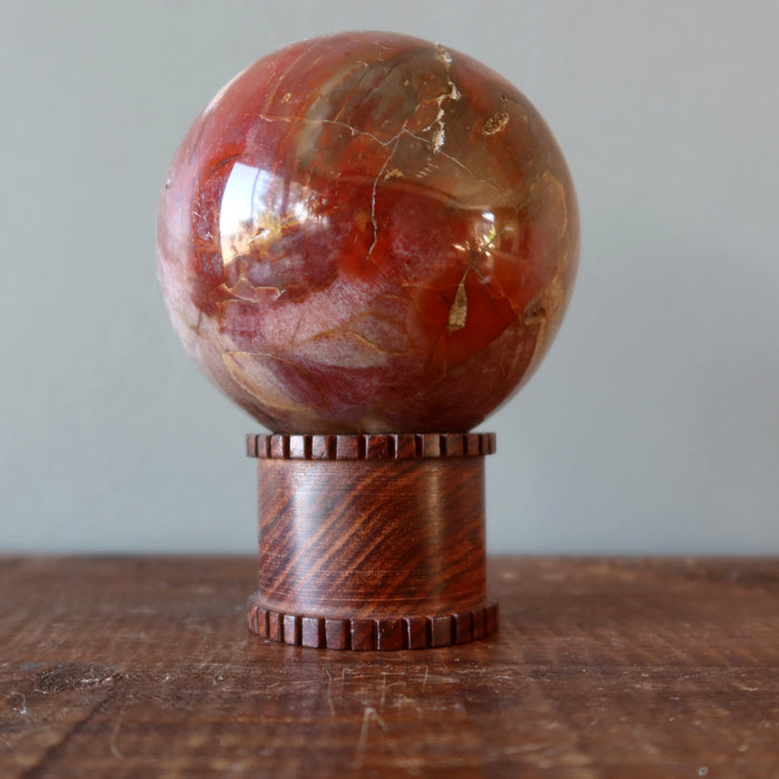 Display Stand Tall Brown Wood Holder for Crystal Balls
