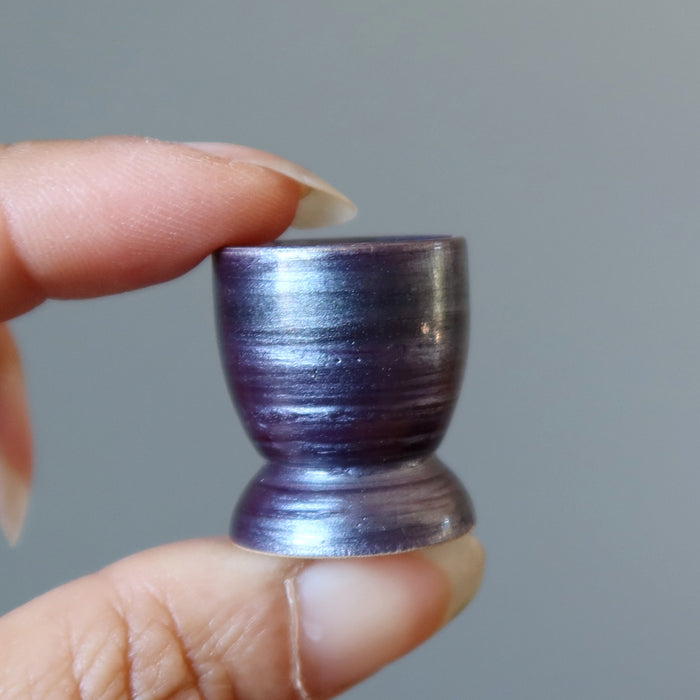 Display Stand for Crystal Egg Shiny Purple Wood