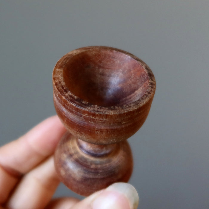 Display Stand Rustic Brown Wood Goblet for Crystal Eggs
