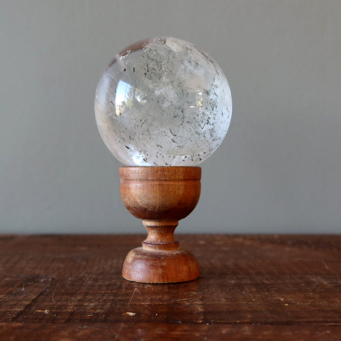 Display Stand Rustic Brown Wood Goblet for Crystal Eggs