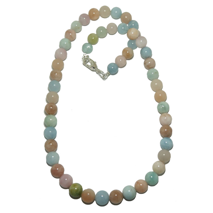 Necklace with multicolored Beryl beads on a white background