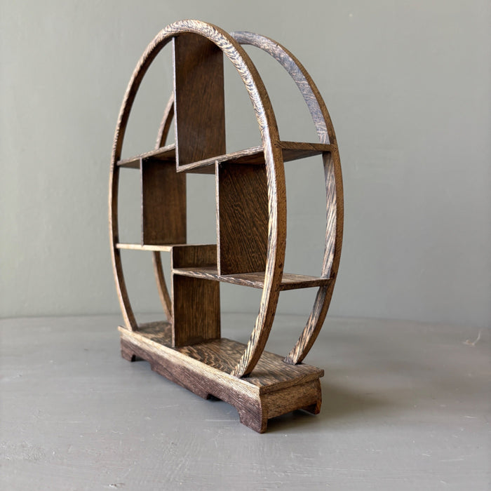 Round Wooden Curio Display Stand Crystal Shelf