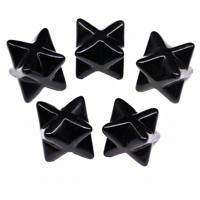 Black Obsidian Merkaba Set of 5 Sacred Star Protection