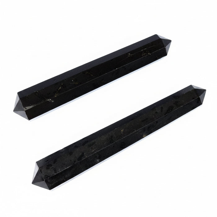 Black Tourmaline Wand Pair Double Terminated Protection Stone Set
