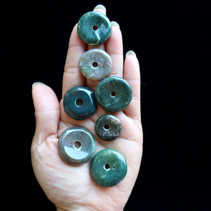 Bloodstone Donut Set of 7 Green Gemstone Circle of Courage