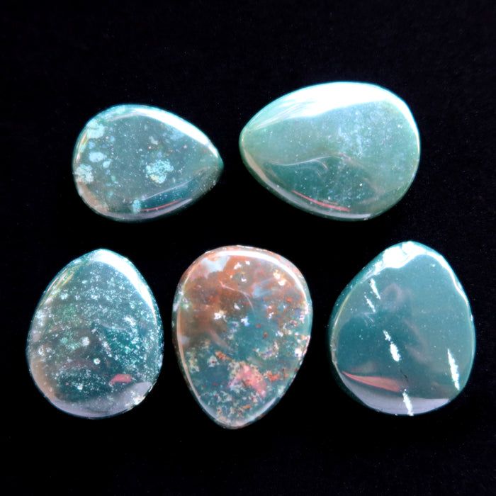 Bloodstone Grid Crystal Set of 5 Green Positivity Pear