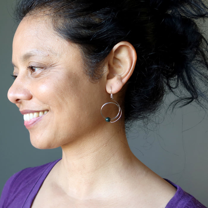 Bloodstone Earrings Spiral Twist of Fate Modern Style