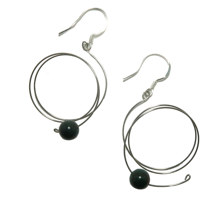 Bloodstone Earrings Spiral Twist of Fate Modern Style
