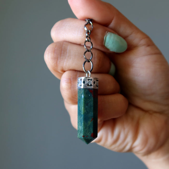 bloodstone pendulum necklace