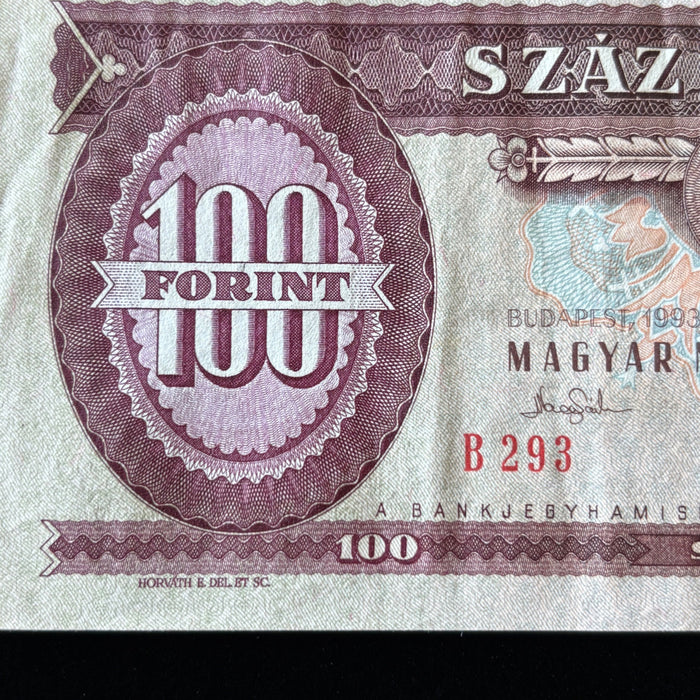 Vintage Banknote 1993 Hungary 100 Forint UV Verified Revolution History Currency