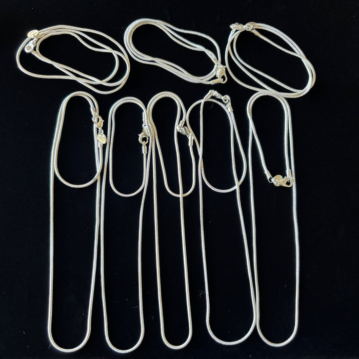 Lot of 8 Sterling Silver Snake Chains 20" 2mm Necklaces