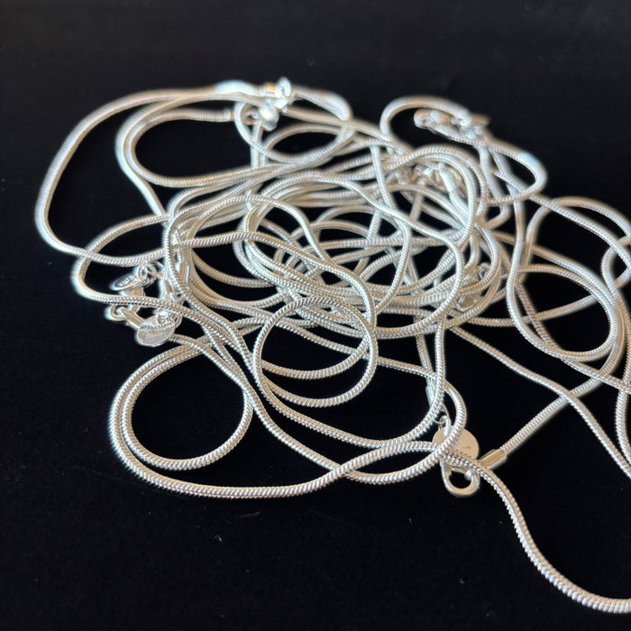Lot of 8 Sterling Silver Snake Chains 20" 2mm Necklaces