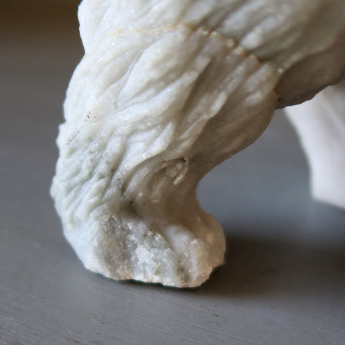 Calcite Bear Gray Stone Carving Wounded Animal Figurine 8.75 inch