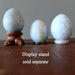 blue calcite eggs on stands