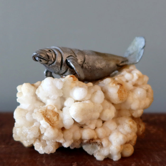 White Calcite Cluster with Glorious Silver Walrus Bubble Stalactite