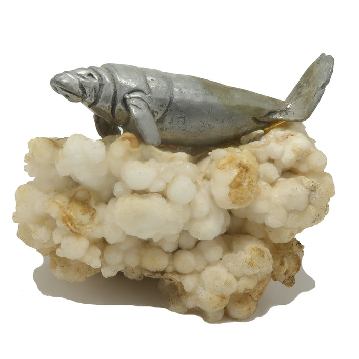 White Calcite Cluster with Glorious Silver Walrus Bubble Stalactite