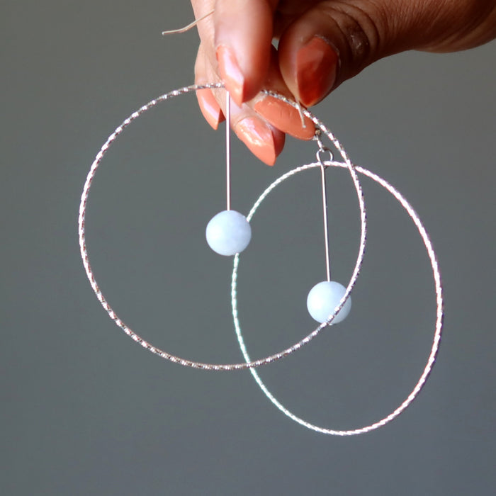 blue calcite hoop earrings