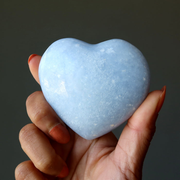 blue calcite heart