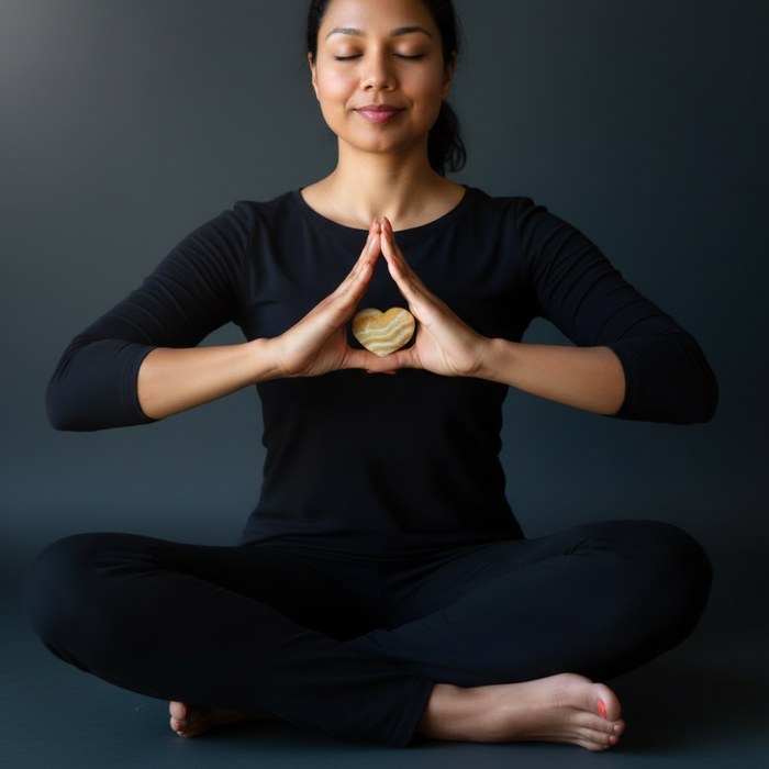 Orange Calcite Heart Banded Bonded Soulmates