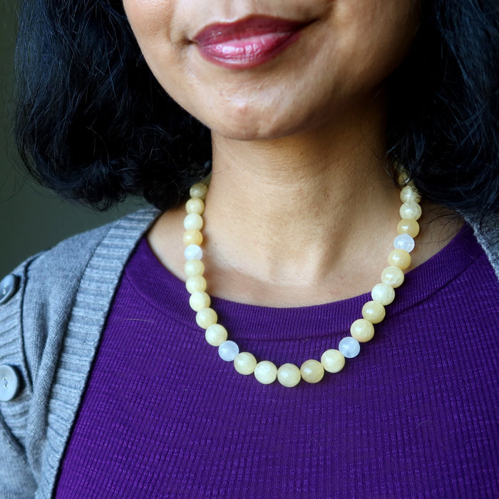 Yellow and white Calcite Necklace 