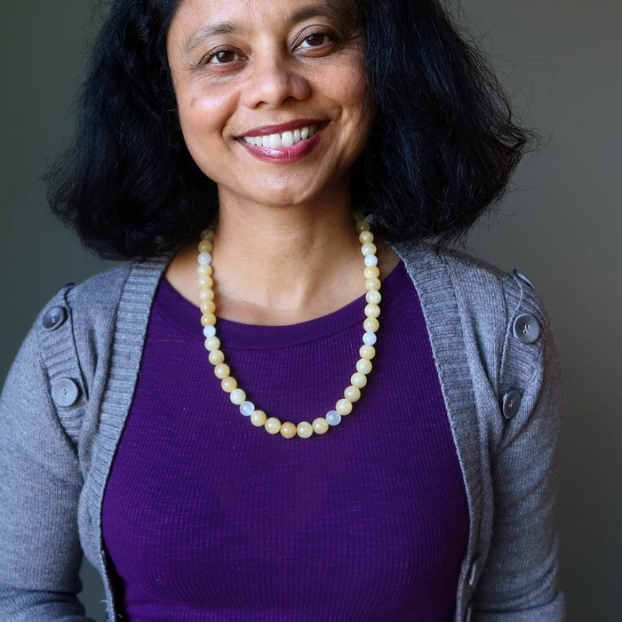 Yellow and white Calcite Necklace 