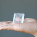 optical calcite crystal in hand