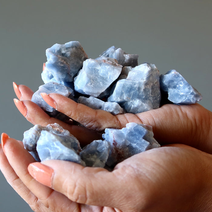 Blue Calcite Raw Crystal Bundle Sky Mandala Set of 35