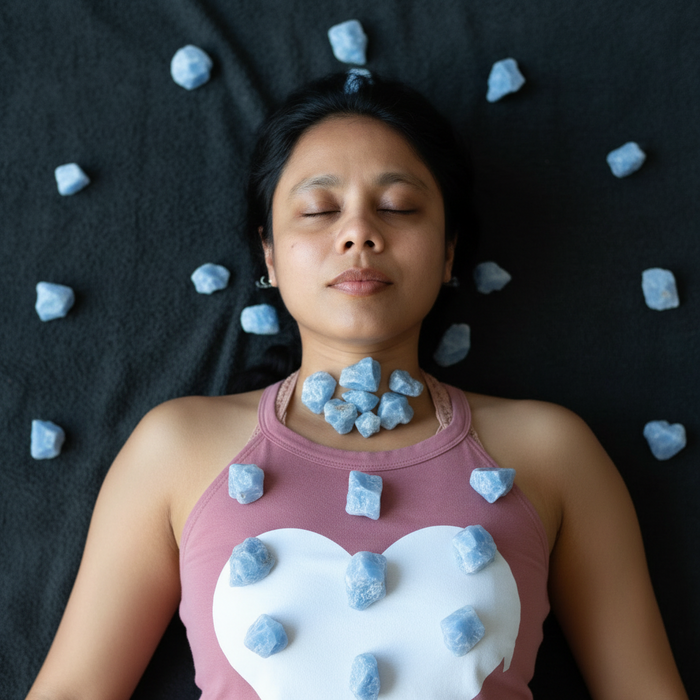 Blue Calcite Raw Crystal Bundle Sky Mandala Set of 35