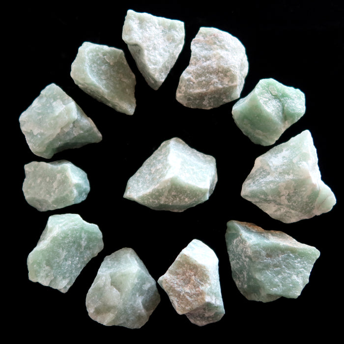 Green Calcite Raw Set of 12 Love of Money Matte Stone