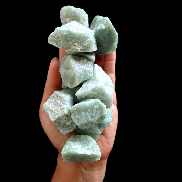 Green Calcite Raw Set of 12 Love of Money Matte Stone