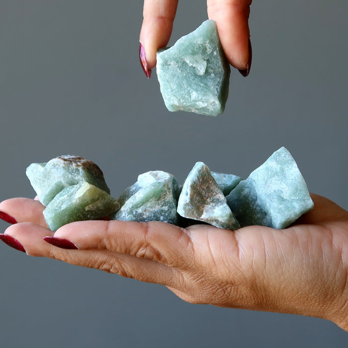 raw green calcite stones