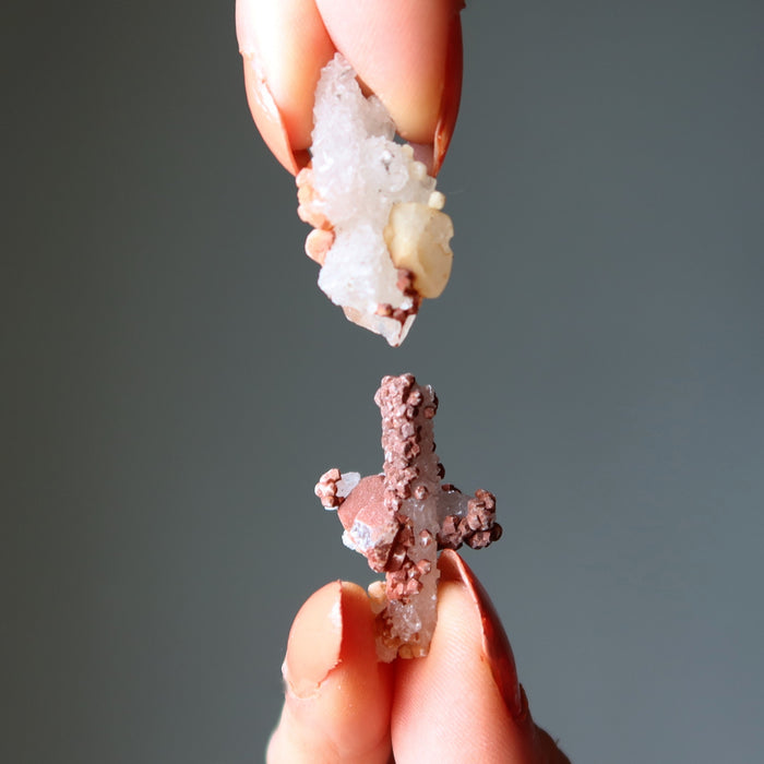 White Calcite Raw Crystal Set of 20 Red Hematite Healing Power