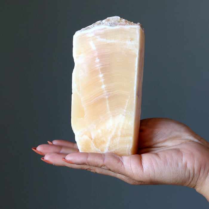 Golden Calcite Display Sculpture Big Happy Stone 5 Inch