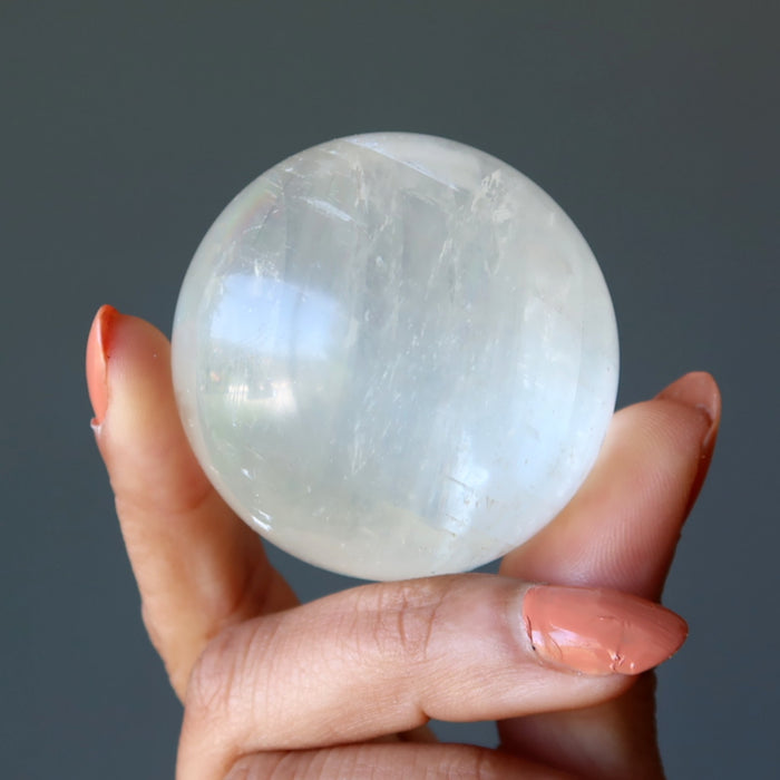 White Calcite Sphere Optical Oracle Crystal Ball