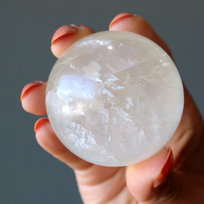 White Calcite Sphere Optical Oracle Crystal Ball