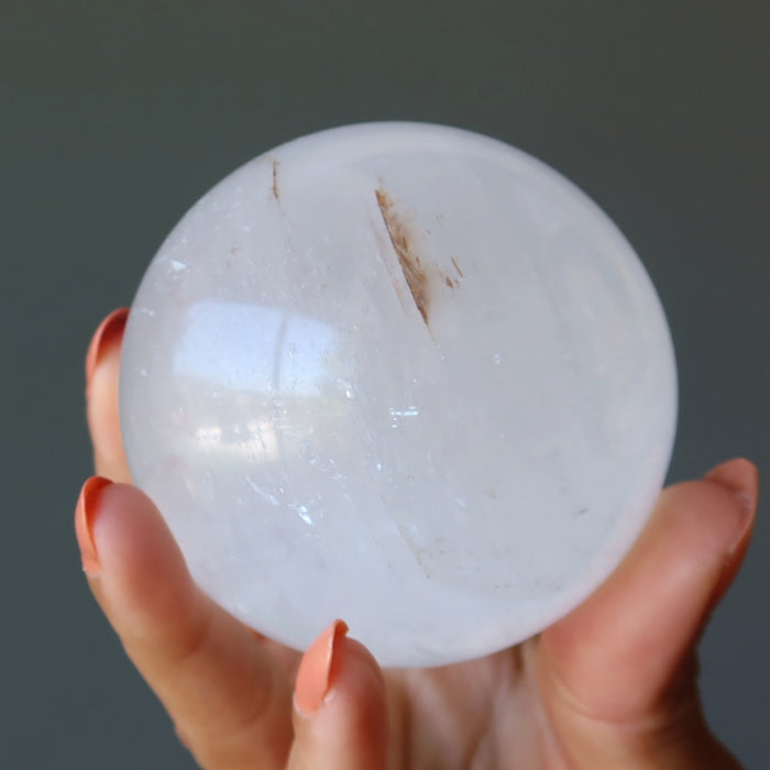 White Calcite Sphere Optical Oracle Crystal Ball