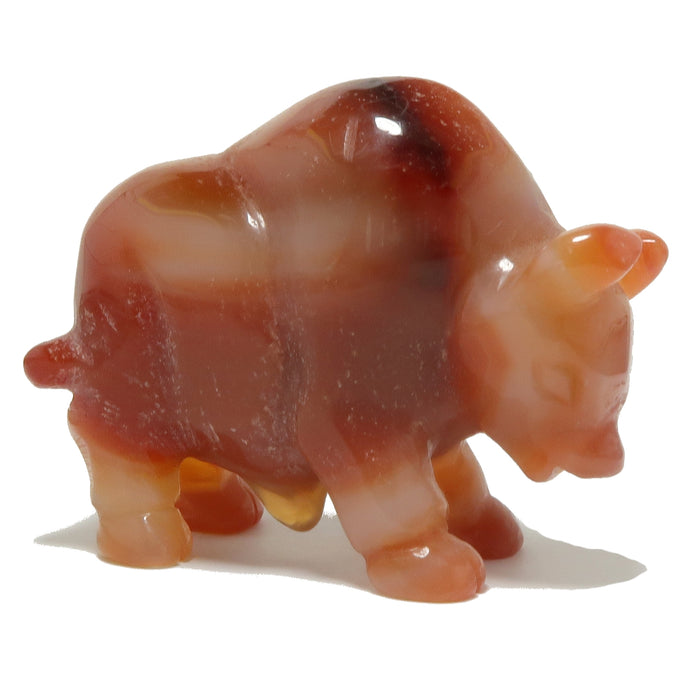 Carnelian Buffalo Courage Vitality Orange Guardian Animal Statue