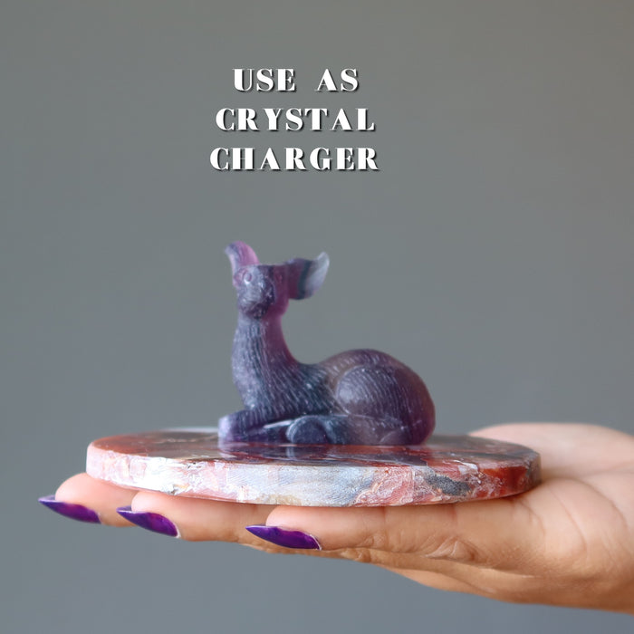 fluorite dear on carnelian coaster