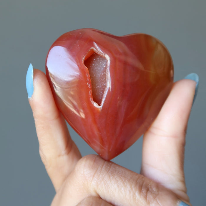 Carnelian Heart Cozy Love Cave Orange Crystal