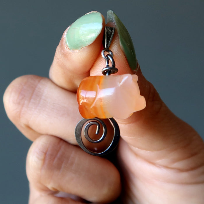 carnelian pig pendant