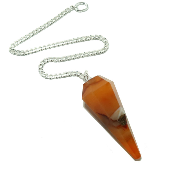 carnelian pendulum on silver chain