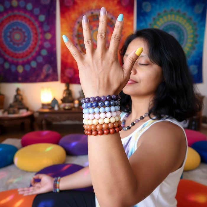 Chakra Bracelet Set 7 Rainbow Luxury Crystals